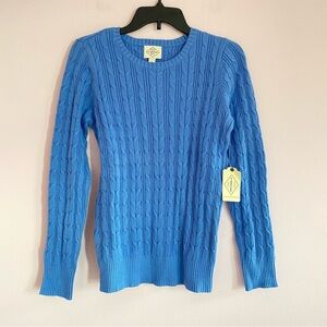 NEW St. John's Bay Classic Sky Blue Cable Knit Sweater size  Medium